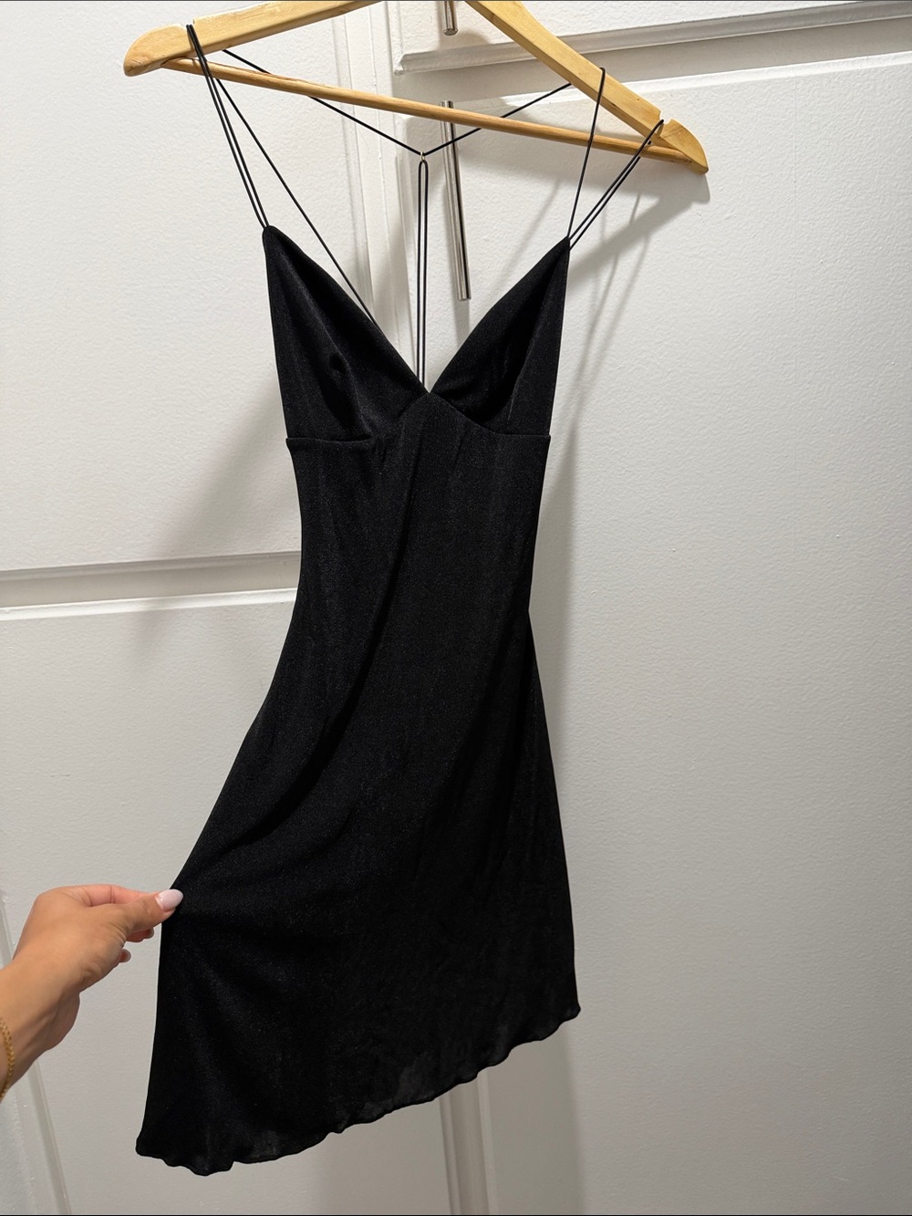 Oh Polly Tesni Strap-Detail Halterneck Mini Dress in Black